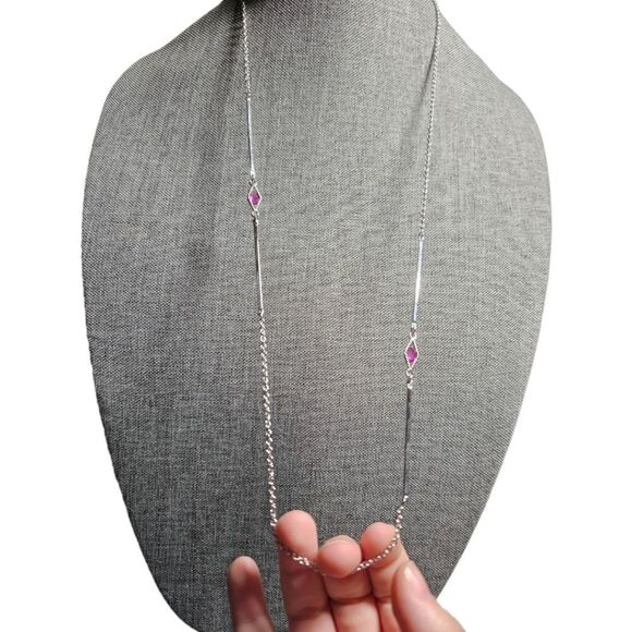 Sarah Coventry Station Pink Accents Long Silver-tone Elegant Necklace - Picture 16 of 16
